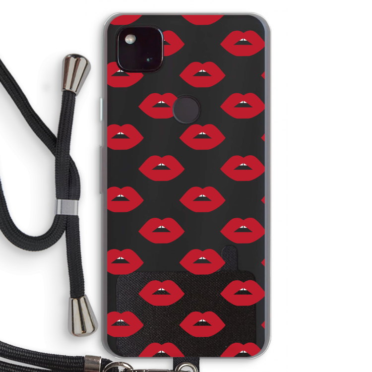 Lips: Pixel 4a 5G Transparant Hoesje met koord
