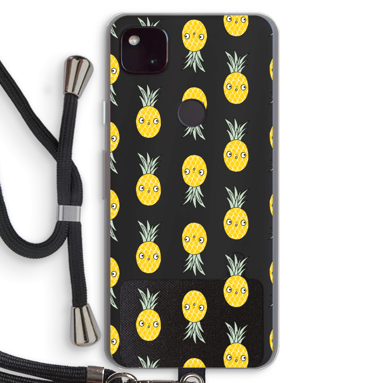 Ananas: Pixel 4a 5G Transparant Hoesje met koord