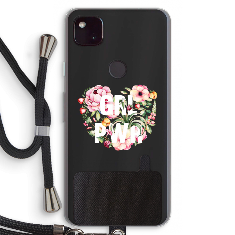 GRL PWR Flower: Pixel 4a 5G Transparant Hoesje met koord