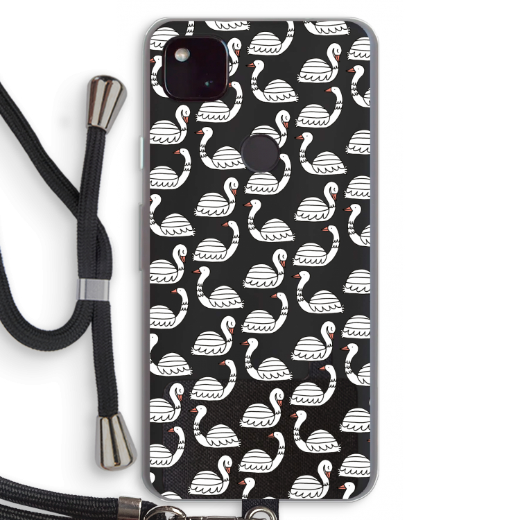 Zwanen: Pixel 4a 5G Transparant Hoesje met koord