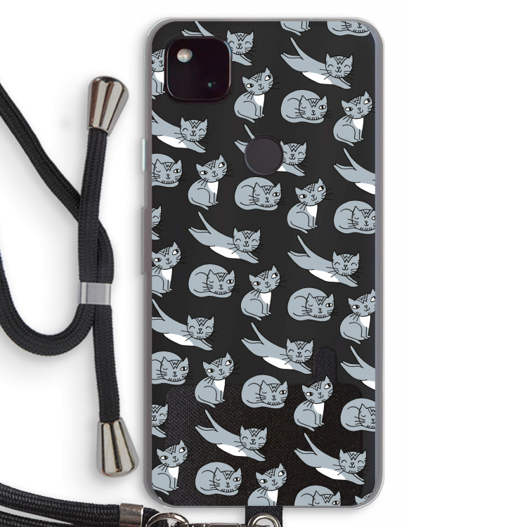 Poezen: Pixel 4a 5G Transparant Hoesje met koord
