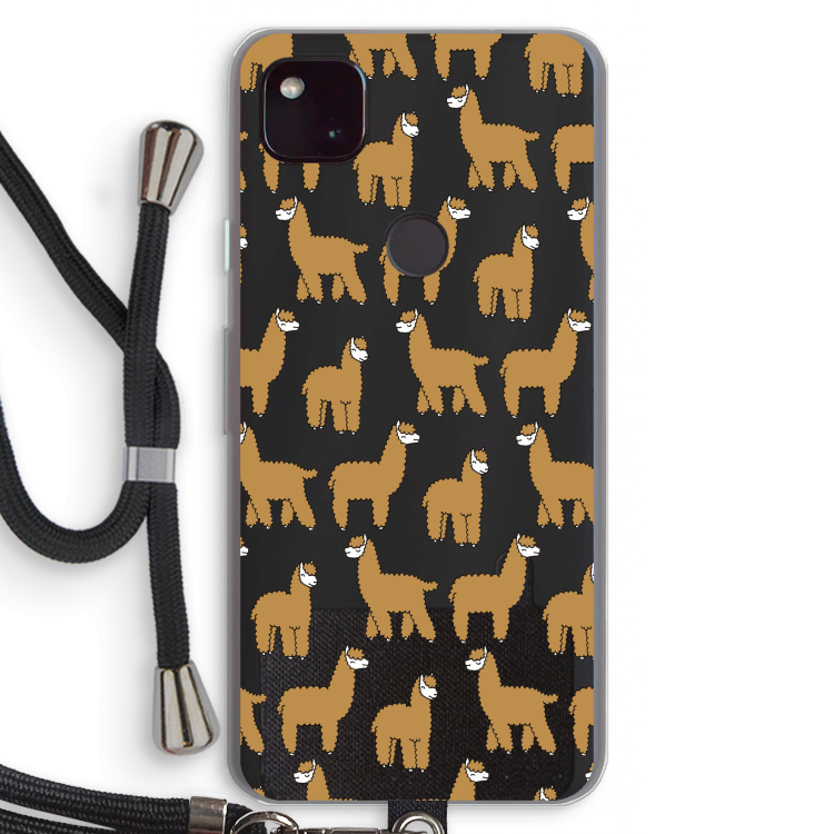 Alpacas: Pixel 4a 5G Transparant Hoesje met koord