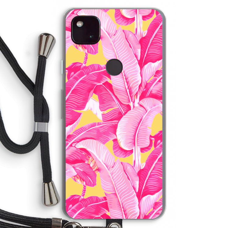 Pink Banana: Pixel 4a 5G Transparant Hoesje met koord