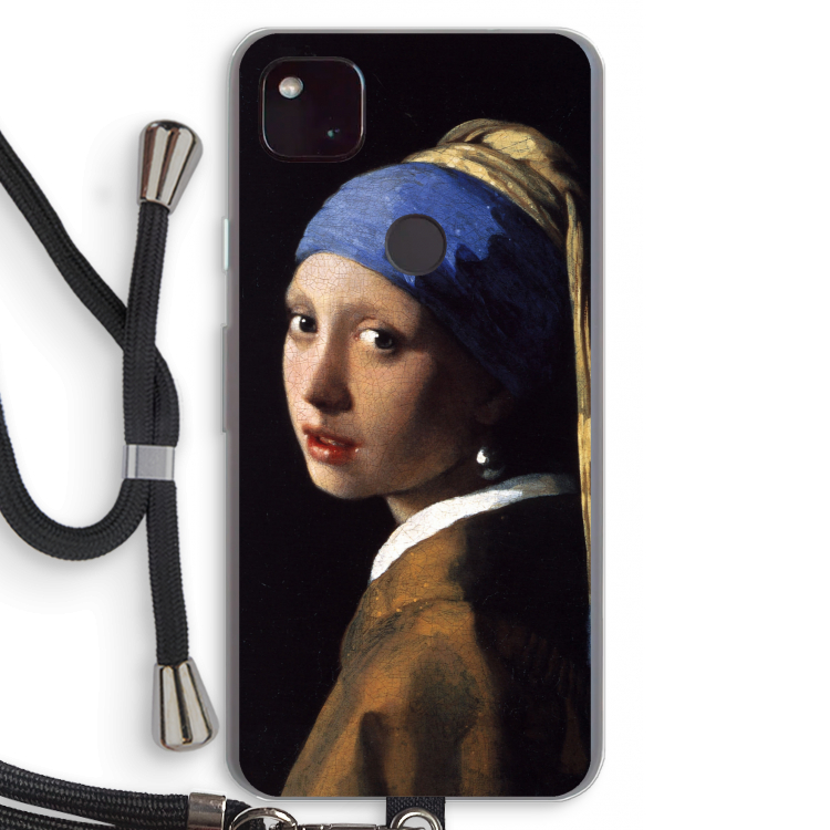 The Pearl Earring: Pixel 4a 5G Transparant Hoesje met koord