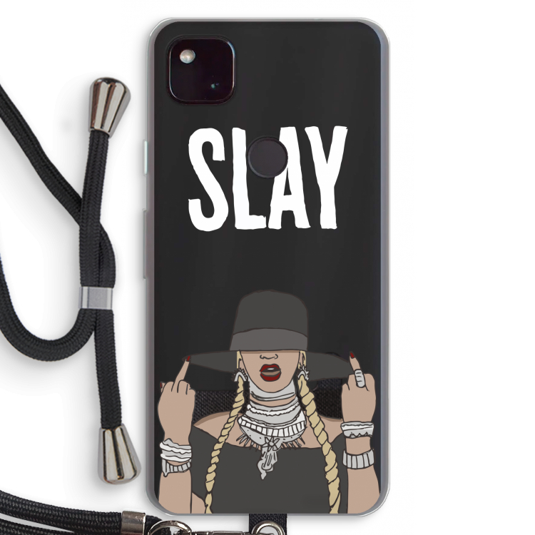 Slay All Day: Pixel 4a 5G Transparant Hoesje met koord