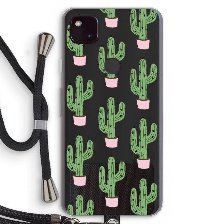 Cactus Lover: Pixel 4a 5G Transparant Hoesje met koord