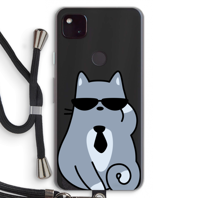 Cool cat: Pixel 4a 5G Transparant Hoesje met koord
