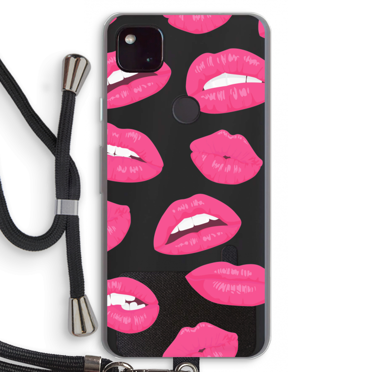 Bite my lip: Pixel 4a 5G Transparant Hoesje met koord