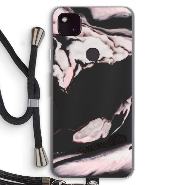 Roze stroom: Pixel 4a 5G Transparant Hoesje met koord