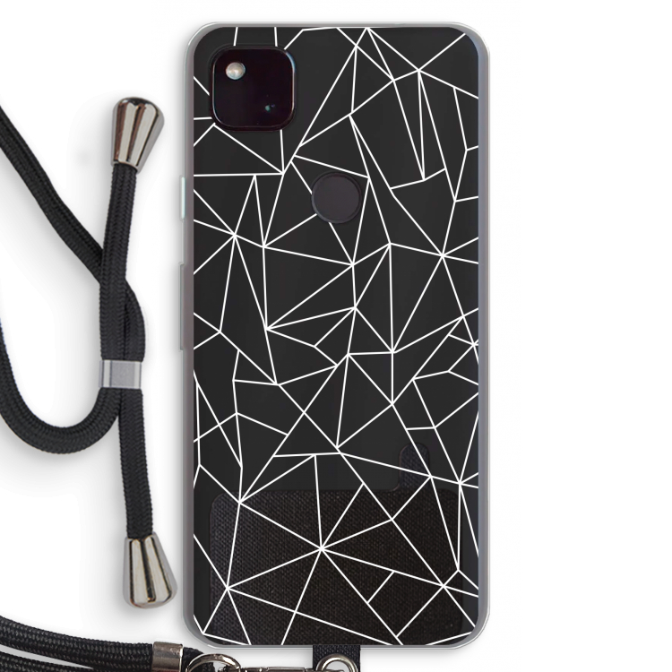 Geometrische lijnen wit: Pixel 4a 5G Transparant Hoesje met koord