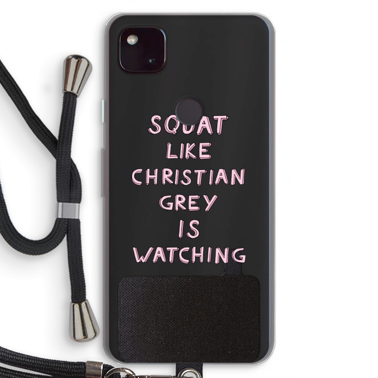 Christian Grey: Pixel 4a 5G Transparant Hoesje met koord
