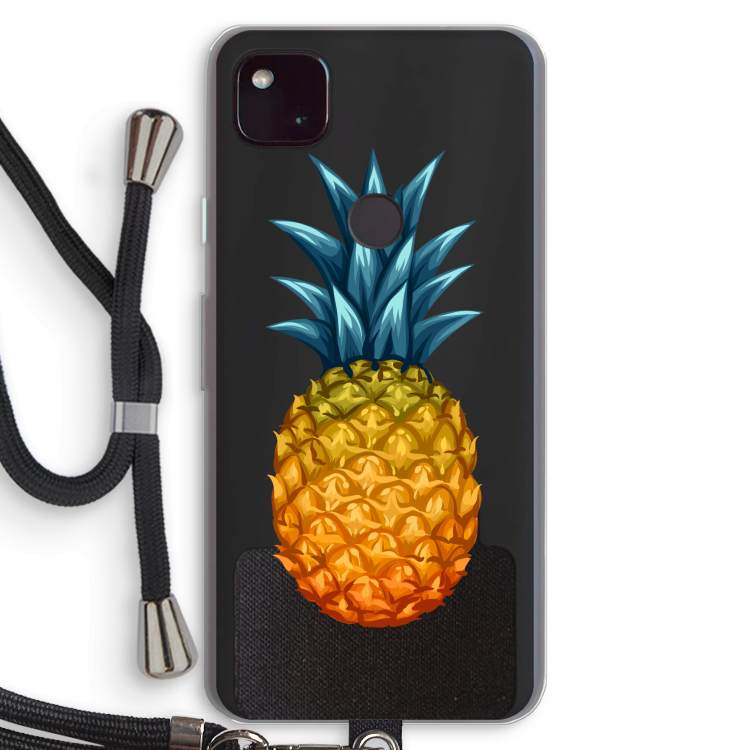 Grote ananas: Pixel 4a 5G Transparant Hoesje met koord