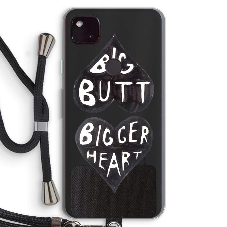 Big butt bigger heart: Pixel 4a 5G Transparant Hoesje met koord