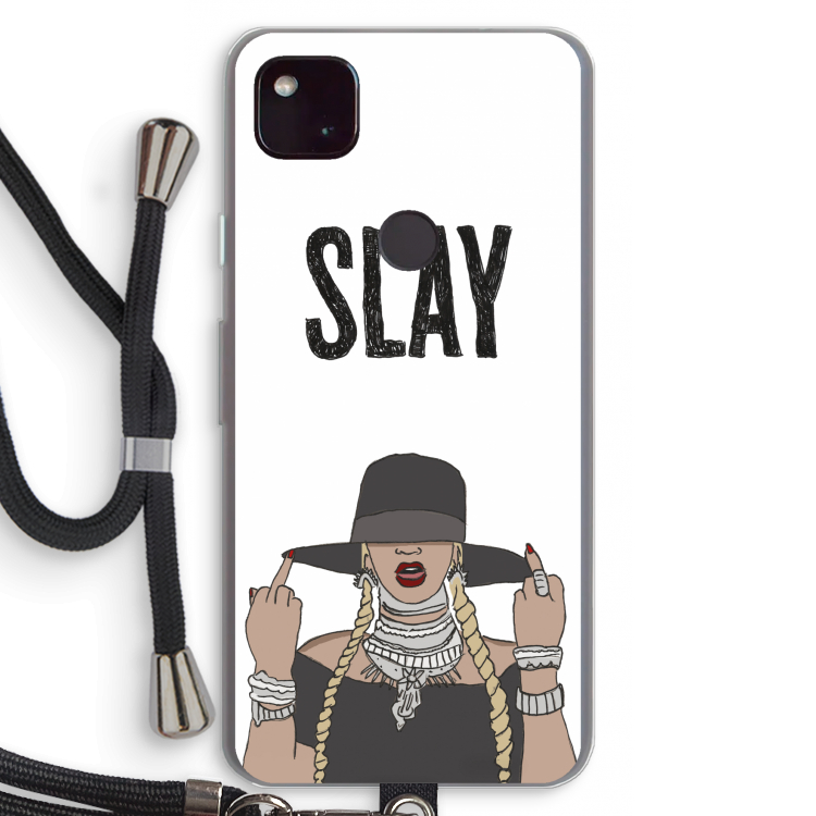 Slay All Day: Pixel 4a 5G Transparant Hoesje met koord