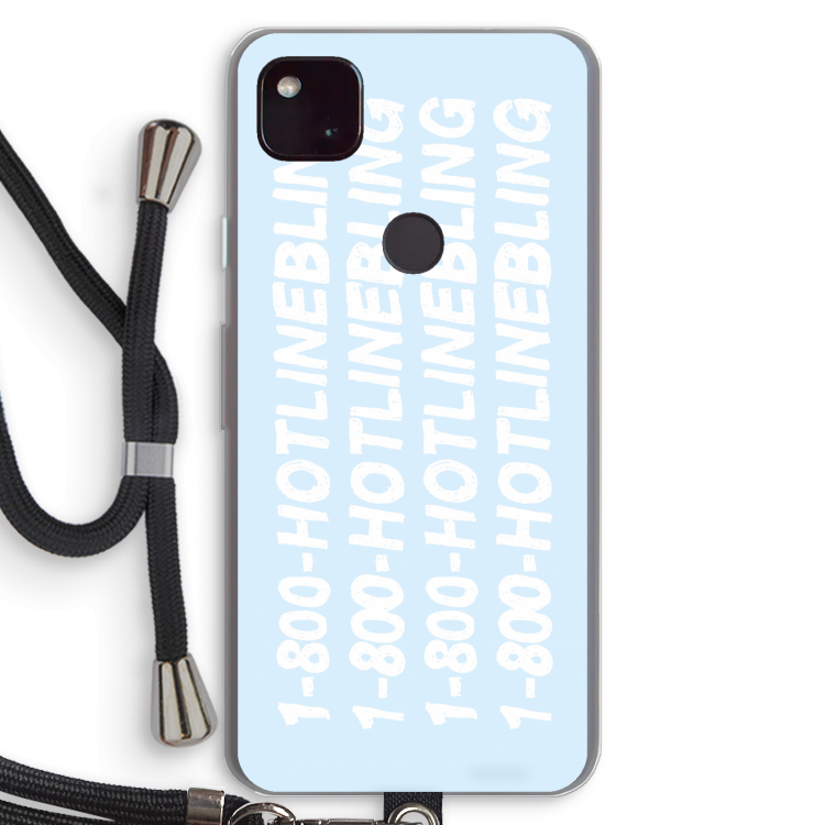 Hotline bling blue: Pixel 4a 5G Transparant Hoesje met koord