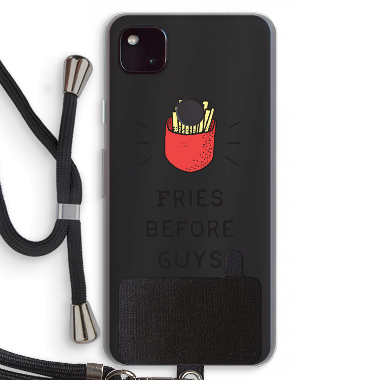 Fries before guys: Pixel 4a 5G Transparant Hoesje met koord