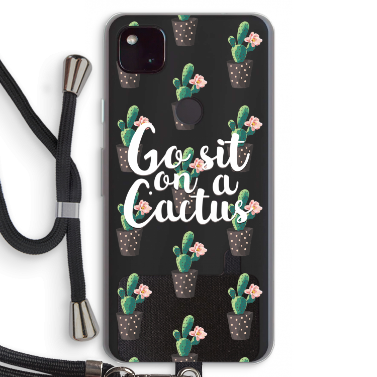 Cactus quote: Pixel 4a 5G Transparant Hoesje met koord