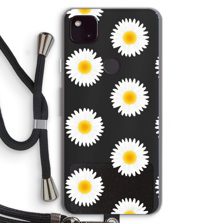 Margrietjes: Pixel 4a 5G Transparant Hoesje met koord