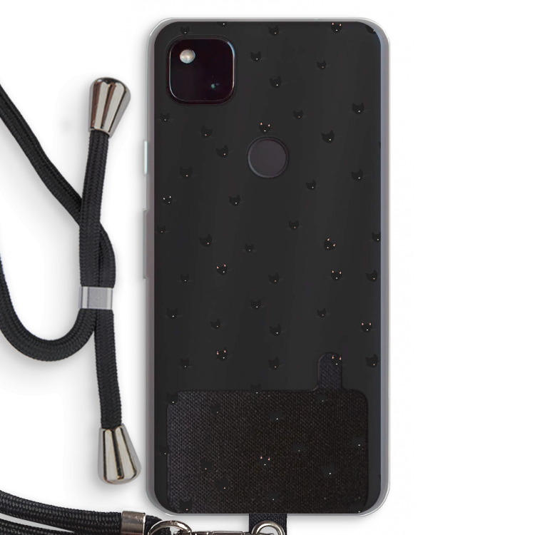 Kleine kattenkopjes: Pixel 4a 5G Transparant Hoesje met koord