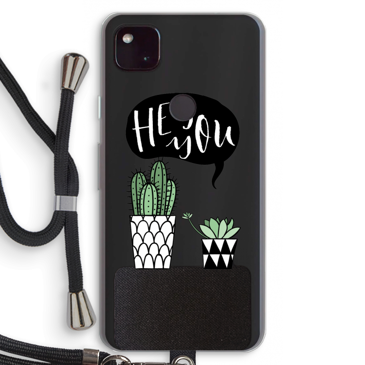 Hey you cactus: Pixel 4a 5G Transparant Hoesje met koord