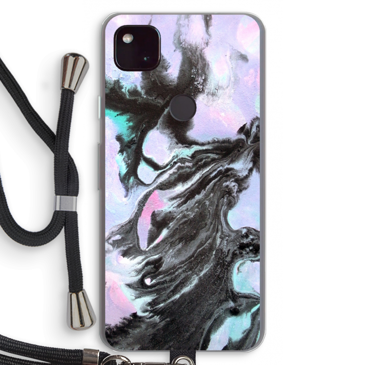 Pastel zwart: Pixel 4a 5G Transparant Hoesje met koord