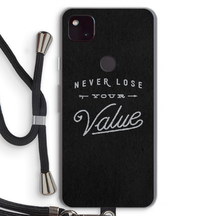Never lose your value: Pixel 4a 5G Transparant Hoesje met koord