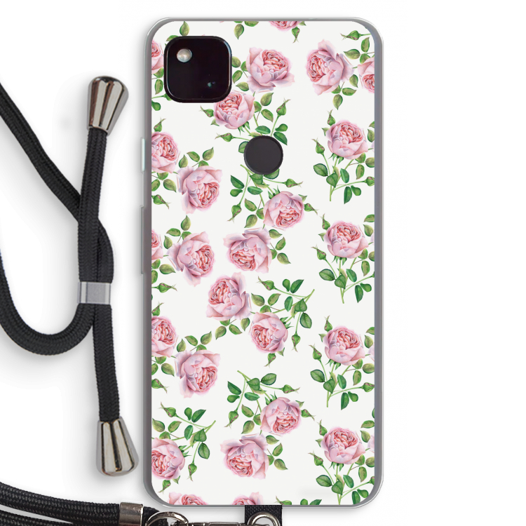 Kleine roosjes: Pixel 4a 5G Transparant Hoesje met koord