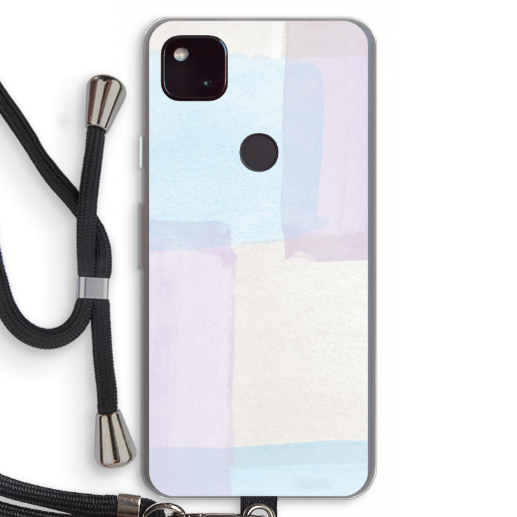 Square pastel: Pixel 4a 5G Transparant Hoesje met koord