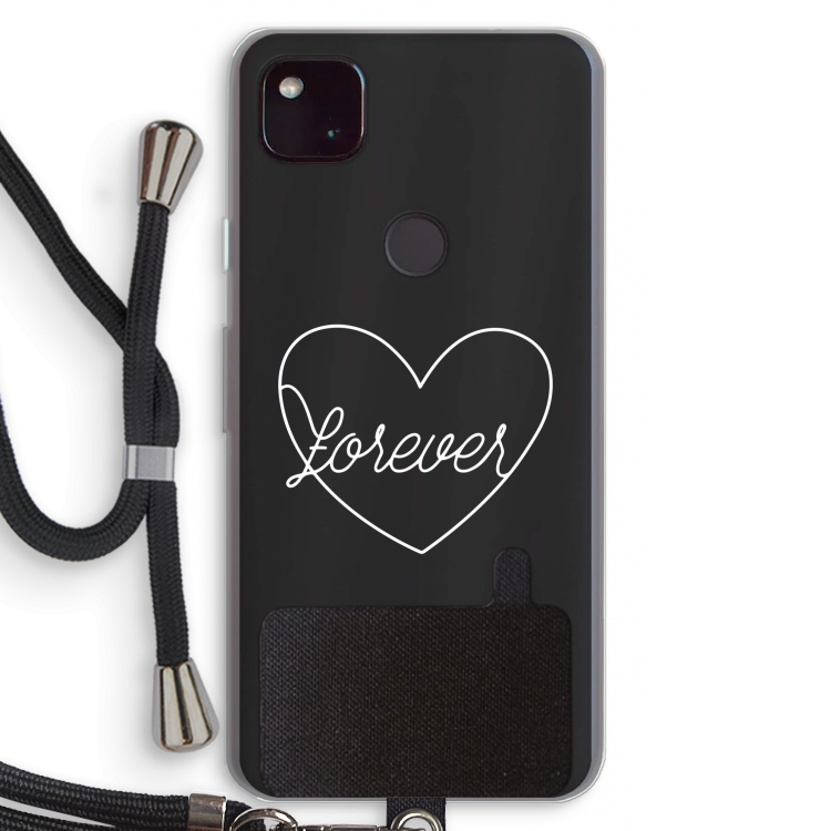 Forever heart pastel: Pixel 4a 5G Transparant Hoesje met koord
