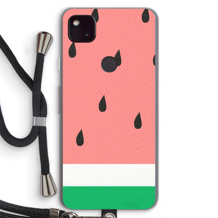 Watermeloen: Pixel 4a 5G Transparant Hoesje met koord
