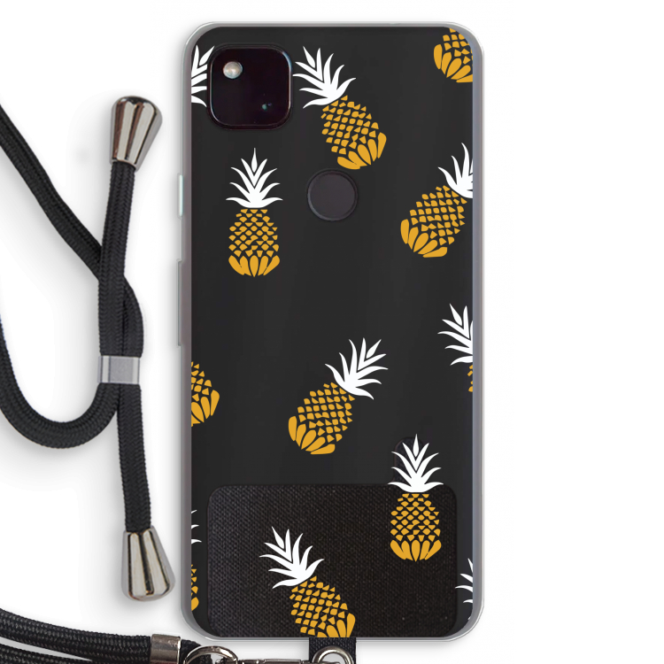 Ananasjes: Pixel 4a 5G Transparant Hoesje met koord