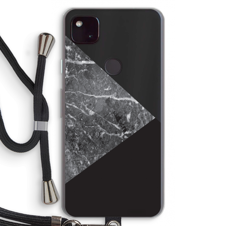 Combinatie marmer: Pixel 4a 5G Transparant Hoesje met koord