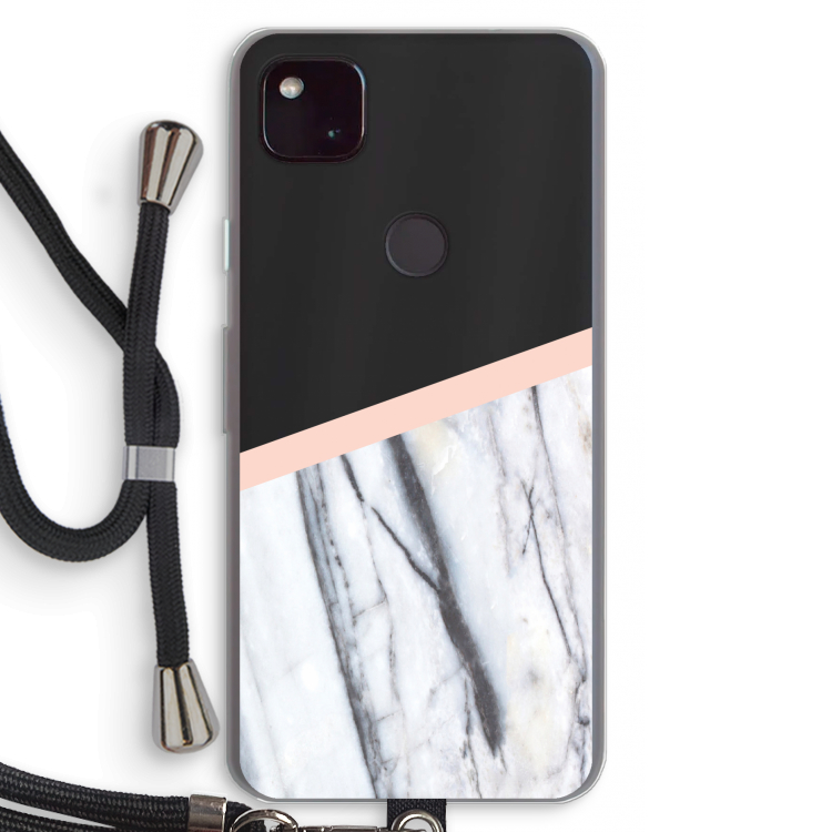 A touch of peach: Pixel 4a 5G Transparant Hoesje met koord
