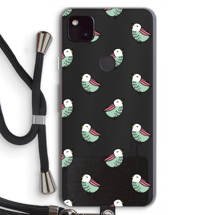 Vogeltjes: Pixel 4a 5G Transparant Hoesje met koord