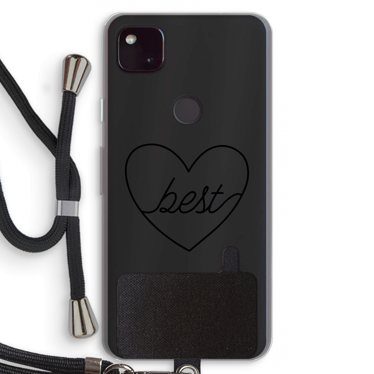 Best heart black: Pixel 4a 5G Transparant Hoesje met koord