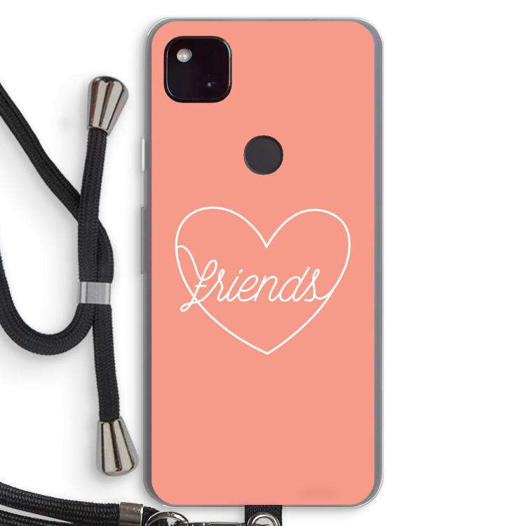 Friends heart: Pixel 4a 5G Transparant Hoesje met koord