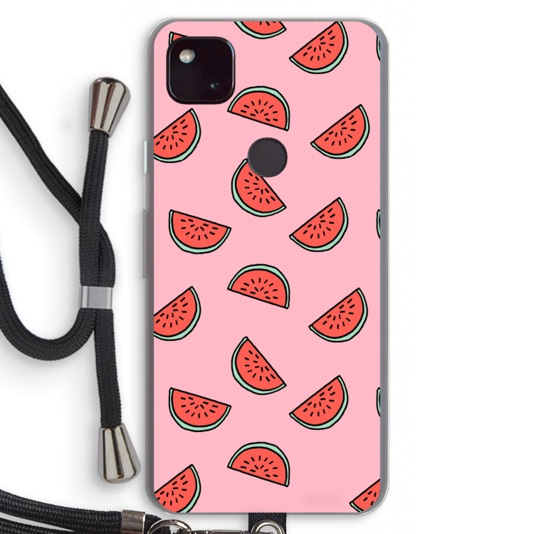 Watermeloen: Pixel 4a 5G Transparant Hoesje met koord