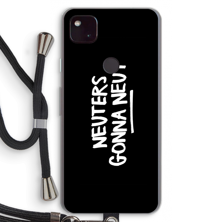 Neuters (zwart): Pixel 4a 5G Transparant Hoesje met koord