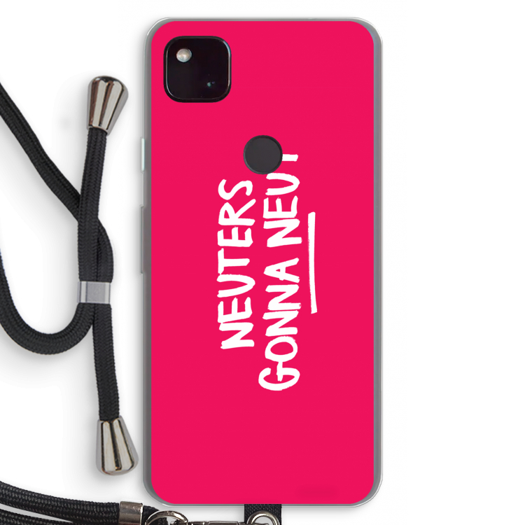 Neuters (roze): Pixel 4a 5G Transparant Hoesje met koord