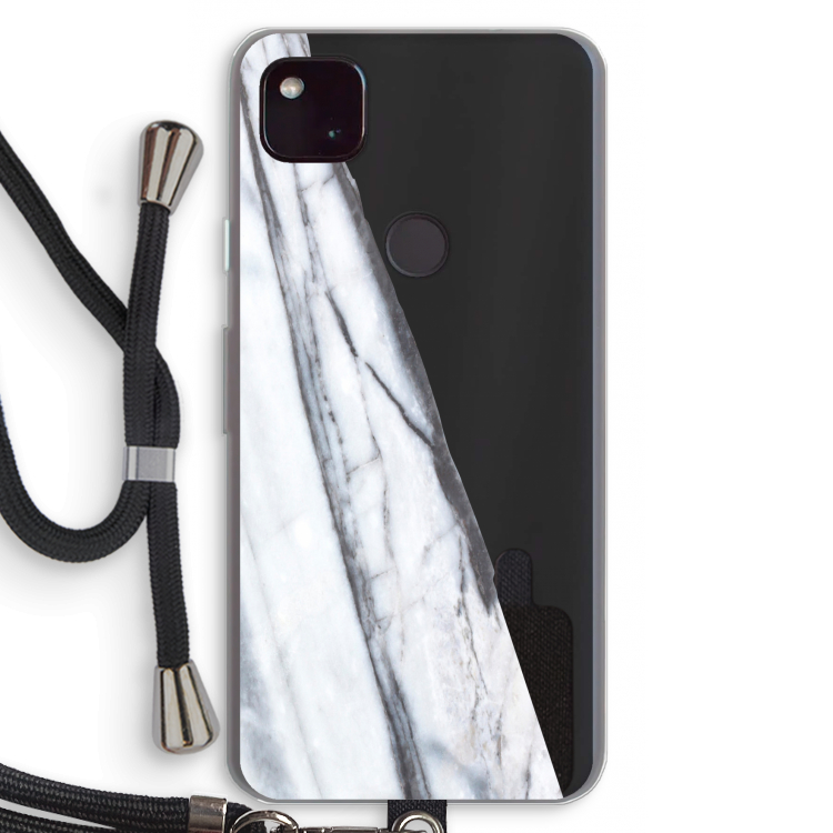 Gestreepte marmer: Pixel 4a 5G Transparant Hoesje met koord