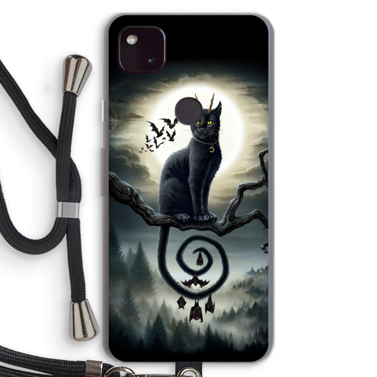 Moonlight Companions: Pixel 4a 5G Transparant Hoesje met koord