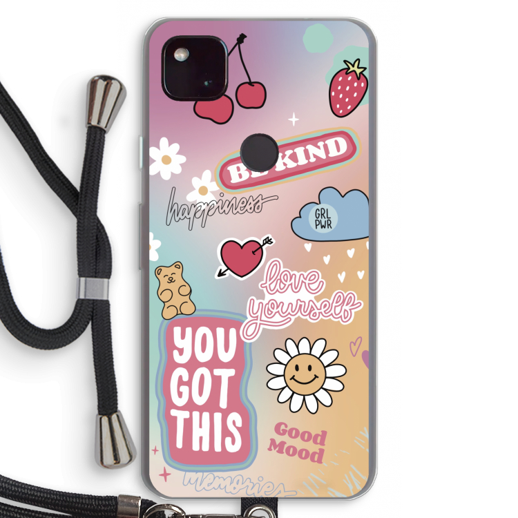 Positivity: Pixel 4a 5G Transparant Hoesje met koord
