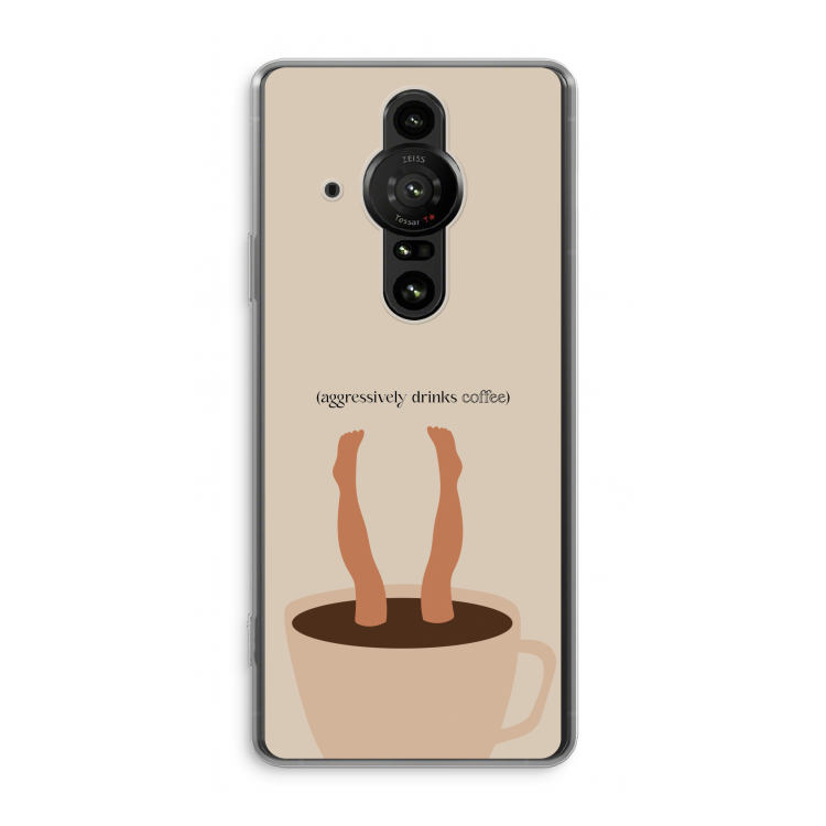 Aggressively drinks coffee: Sony Xperia Pro-I Transparant Hoesje