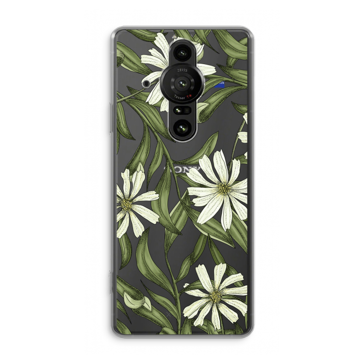 Wit bloemenpatroon: Sony Xperia Pro-I Transparant Hoesje