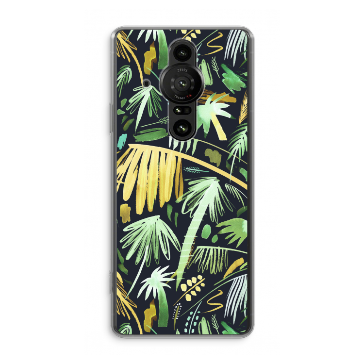 Tropical Palms Dark: Sony Xperia Pro-I Transparant Hoesje