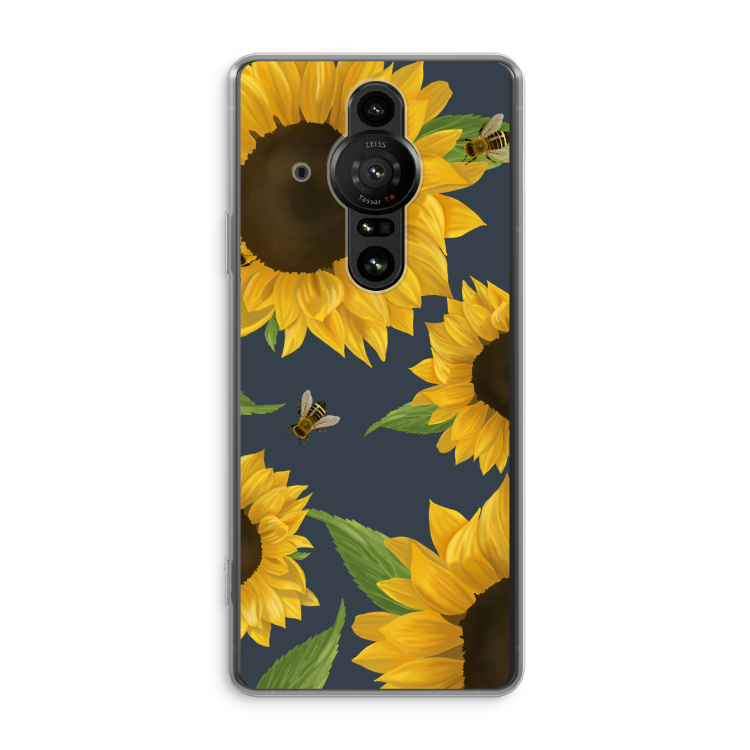Sunflower and bees: Sony Xperia Pro-I Transparant Hoesje