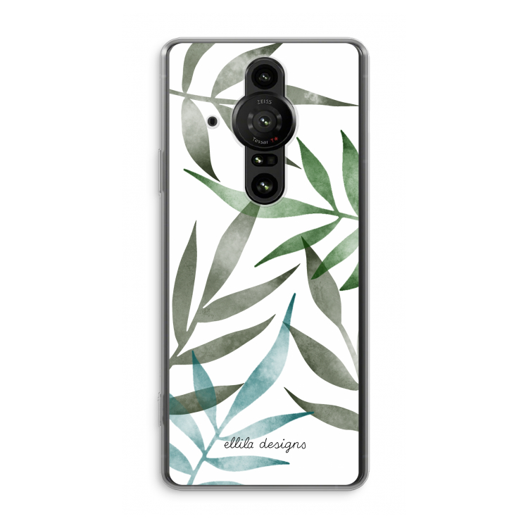 Tropical watercolor leaves: Sony Xperia Pro-I Transparant Hoesje