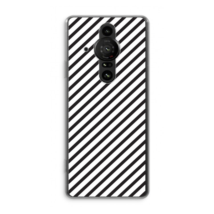 Strepen zwart-wit: Sony Xperia Pro-I Transparant Hoesje