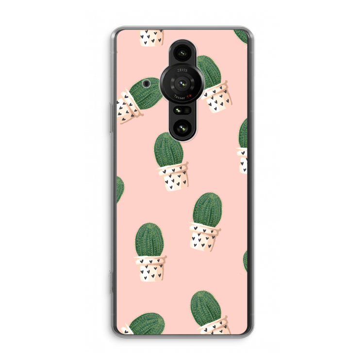 Cactusprint roze: Sony Xperia Pro-I Transparant Hoesje
