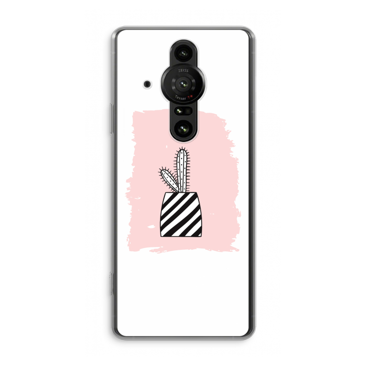 Zwart-wit cactus: Sony Xperia Pro-I Transparant Hoesje